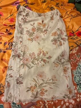 Pujka Slip Skirt - White with Pink Floral